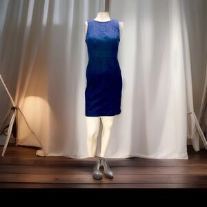 Ann Taylor Sheath Dress Denim Sleeveless Indigo Blue Cotton Blend Size‎ 2P